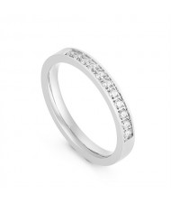 Simple Classic Design Cubic Zirconia Man Wedding Ring Stainless Steel Ring - Silver