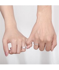 Simple Classic Design Cubic Zirconia Man Wedding Ring Stainless Steel Ring - Silver