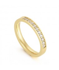 Simple Classic Design Cubic Zirconia Man Wedding Ring Stainless Steel Ring - Golden