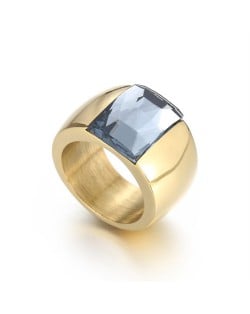 Fashion Exaggerated Wide Square Surface Design Man or Womem Stainless Steel Ring - Gray