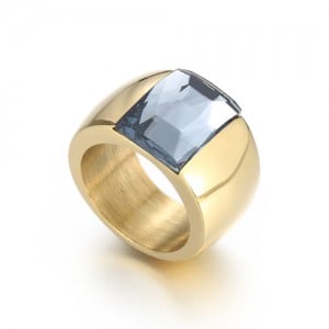 Fashion Exaggerated Wide Square Surface Design Man or Womem Stainless Steel Ring - Gray