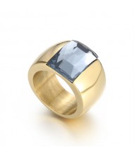 Fashion Exaggerated Wide Square Surface Design Man or Womem Stainless Steel Ring - Gray