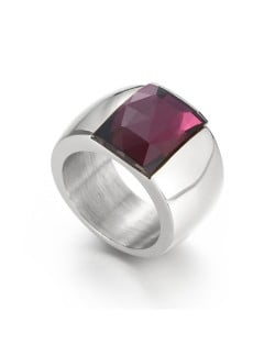 Silver Color Fashion Exaggerated Wide Surface Design Man or Womem Stainless Steel Ring - Purple