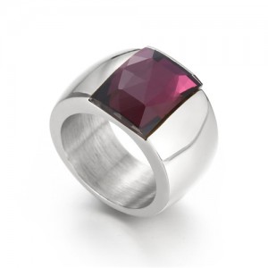 Silver Color Fashion Exaggerated Wide Surface Design Man or Womem Stainless Steel Ring - Purple