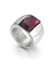 Silver Color Fashion Exaggerated Wide Surface Design Man or Womem Stainless Steel Ring - Purple