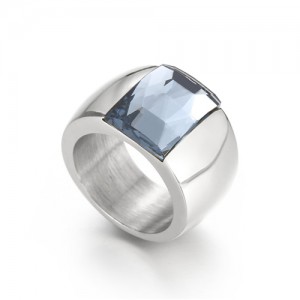 Silver Color Fashion Exaggerated Wide Surface Design Man or Womem Stainless Steel Ring - Gray