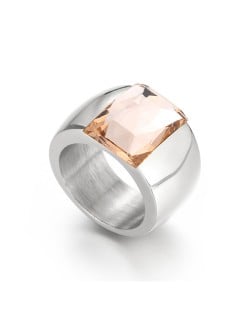 Silver Color Fashion Exaggerated Wide Surface Design Man or Womem Stainless Steel Ring - Champagne