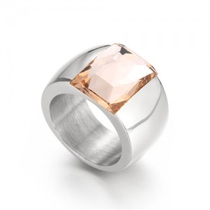 Silver Color Fashion Exaggerated Wide Surface Design Man or Womem Stainless Steel Ring - Champagne