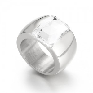 Silver Color Fashion Exaggerated Wide Surface Design Man or Womem Stainless Steel Ring - White