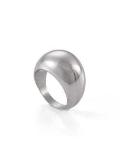 Simple Arc-shaped Polish Style Wholesale Fashion Man or Womem Stainless Steel Ring - Silver