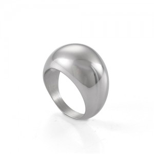 Simple Arc-shaped Polish Style Wholesale Fashion Man or Womem Stainless Steel Ring - Silver