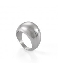 Simple Arc-shaped Polish Style Wholesale Fashion Man or Womem Stainless Steel Ring - Silver