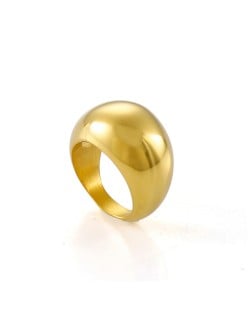 Simple Arc-shaped Polish Style Wholesale Fashion Man or Womem Stainless Steel Ring - Golden