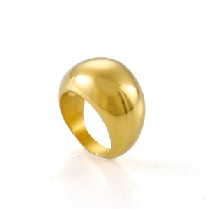 Simple Arc-shaped Polish Style Wholesale Fashion Man or Womem Stainless Steel Ring - Golden