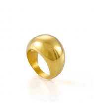 Simple Arc-shaped Polish Style Wholesale Fashion Man or Womem Stainless Steel Ring - Golden