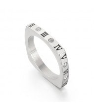 Fashion Rhinestone Roman Numeral Square Thin Design Wholesale Man or Womem Stainless Steel Ring - Silver