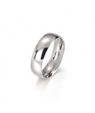 Couple Ring Simple Plish Wide Design Fashion Wholesale Man Stainless Steel Ring - Silver