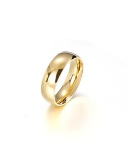 Couple Ring Simple Plish Wide Design Fashion Wholesale Man Stainless Steel Ring - Golden