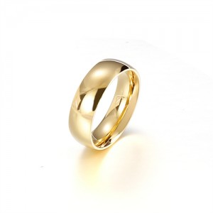 Couple Ring Simple Plish Wide Design Fashion Wholesale Man Stainless Steel Ring - Golden