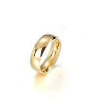 Couple Ring Simple Plish Wide Design Fashion Wholesale Man Stainless Steel Ring - Golden