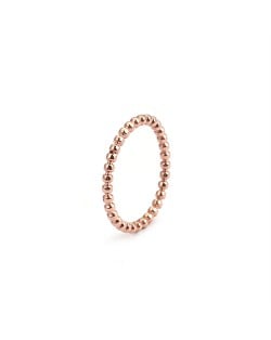Beads Wave Thin Design Fashion Wholesale Jewelry Women Stainless Steel Ring - Rose Gold
