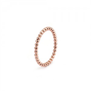 Beads Wave Thin Design Fashion Wholesale Jewelry Women Stainless Steel Ring - Rose Gold
