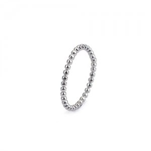 Beads Wave Thin Design Fashion Wholesale Jewelry Women Stainless Steel Ring - Silver