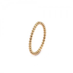 Beads Wave Thin Design Fashion Wholesale Jewelry Women Stainless Steel Ring - Golden
