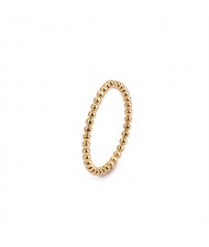 Beads Wave Thin Design Fashion Wholesale Jewelry Women Stainless Steel Ring - Golden
