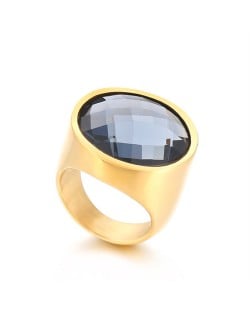 Golden Punk Style Round Wide Design High Fashion Wholesale Jewelry Women Stainless Steel Ring - Gray