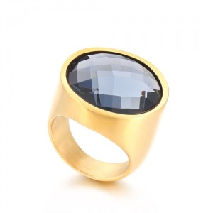 Golden Punk Style Round Wide Design High Fashion Wholesale Jewelry Women Stainless Steel Ring - Gray