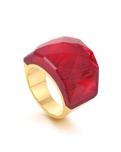 Punk Style Camber Wide Dxaggerated Design Fashion Wholesale Jewelry Women Stainless Steel Ring - Red