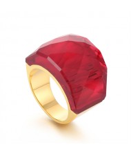 Punk Style Camber Wide Dxaggerated Design Fashion Wholesale Jewelry Women Stainless Steel Ring - Red
