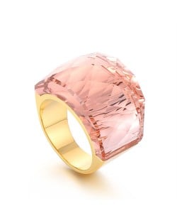 Punk Style Camber Wide Dxaggerated Design Fashion Wholesale Jewelry Women Stainless Steel Ring - Champagne