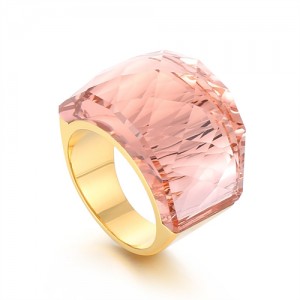 Punk Style Camber Wide Dxaggerated Design Fashion Wholesale Jewelry Women Stainless Steel Ring - Champagne