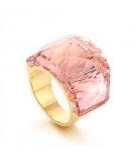 Punk Style Camber Wide Dxaggerated Design Fashion Wholesale Jewelry Women Stainless Steel Ring - Champagne
