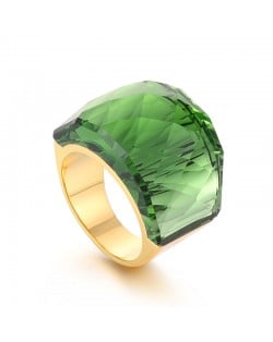 Punk Style Camber Wide Dxaggerated Design Fashion Wholesale Jewelry Women Stainless Steel Ring - Green