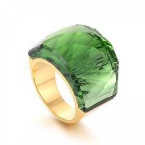 Punk Style Camber Wide Dxaggerated Design Fashion Wholesale Jewelry Women Stainless Steel Ring - Green
