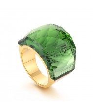 Punk Style Camber Wide Dxaggerated Design Fashion Wholesale Jewelry Women Stainless Steel Ring - Green
