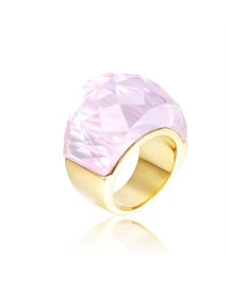 Punk Style Camber Wide Dxaggerated Design Fashion Wholesale Jewelry Women Stainless Steel Ring - Pink