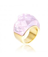 Punk Style Camber Wide Dxaggerated Design Fashion Wholesale Jewelry Women Stainless Steel Ring - Pink