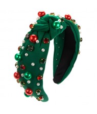 (2 Colors Available) 1 Piece Christmas Accessories Pearl and Rhinestone Embellished Wholesale Headband Hairhoop