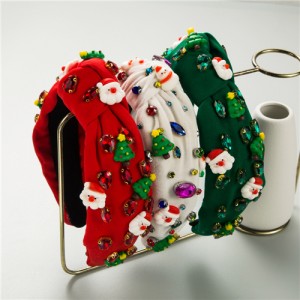 (3 Colors Available) 1 Piece Christmas Accessories Rhinestone and Tree Decorated Wholesale Handmade Fashion Hairhoop