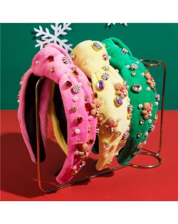 (3 Colors Available) 1 Piece Christmas Accessories Rhinestone and Bear Decorated Wholesale Handmade Fashion Hairhoop