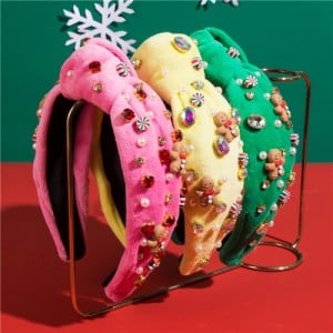 (3 Colors Available) 1 Piece Christmas Accessories Rhinestone and Bear Decorated Wholesale Handmade Fashion Hairhoop