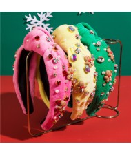 (3 Colors Available) 1 Piece Christmas Accessories Rhinestone and Bear Decorated Wholesale Handmade Fashion Hairhoop