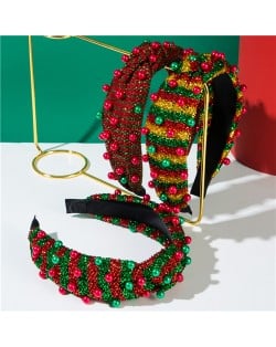 (3 Colors Available) 1 Piece Christmas Theme Pearl Decorated Shiny Wholesale Fashion Hairhoop