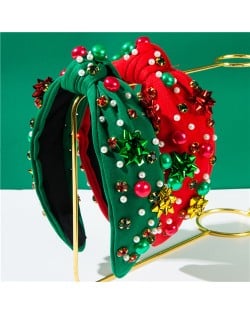 (2 Colors Available) 1 Piece Christmas Theme Rhinestone Pearl Decorated Shiny Headband Wholesale Fashion Hairhoop
