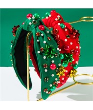 (2 Colors Available) 1 Piece Christmas Theme Rhinestone Pearl Decorated Shiny Headband Wholesale Fashion Hairhoop