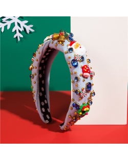 Christmas Theme Accessories Rhinestone Bead Tree Multi-element Shiny Headband Wholesale Fashion Hairhoop - Sky Blue